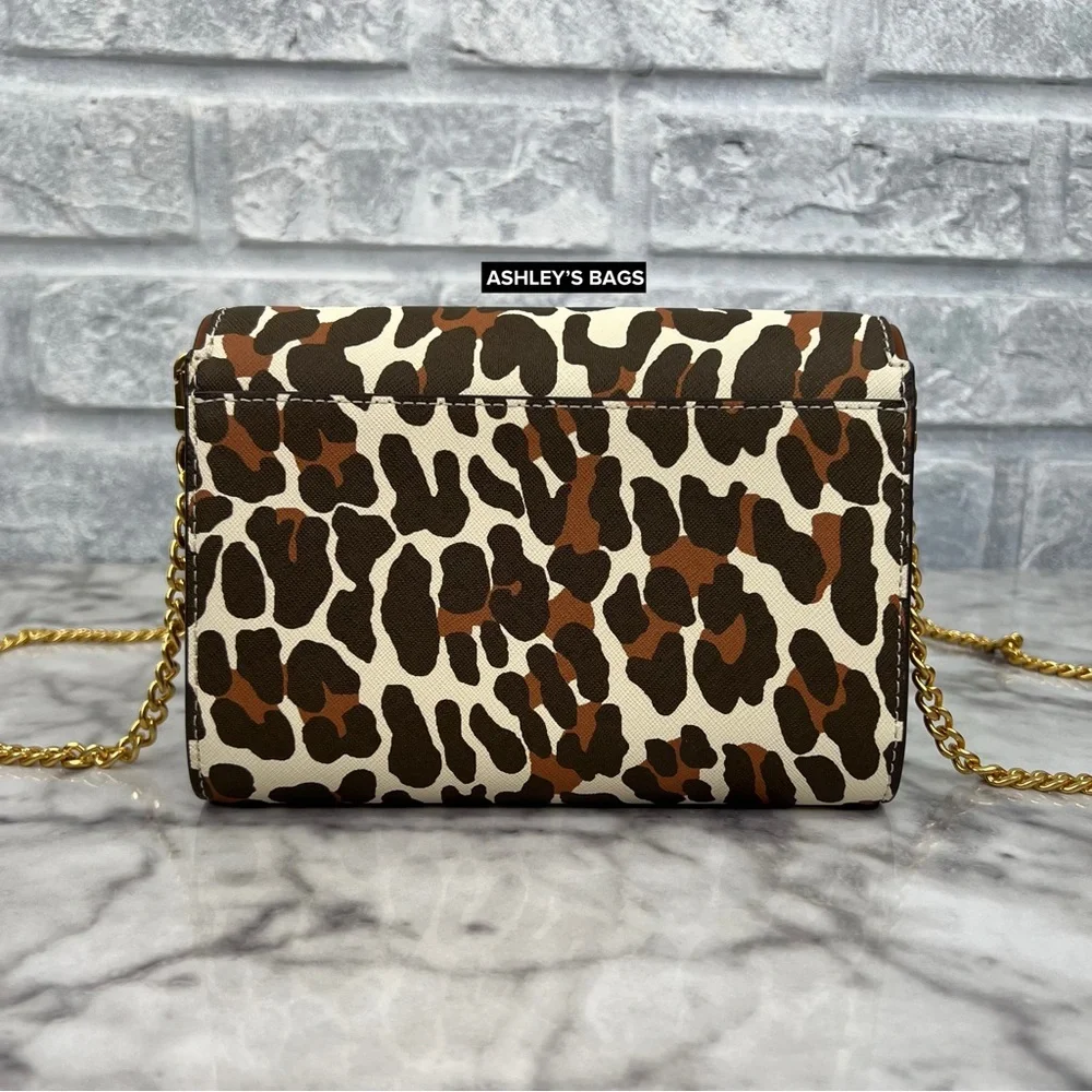 Tory Burch Emerson Printed Chain Wallet Crossbody In Leopard Print